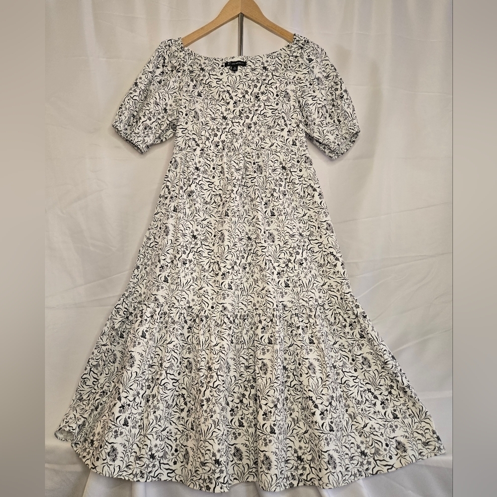 INC International Concepts Puff Sleeve Tiered Midi Dress Size M NWOT